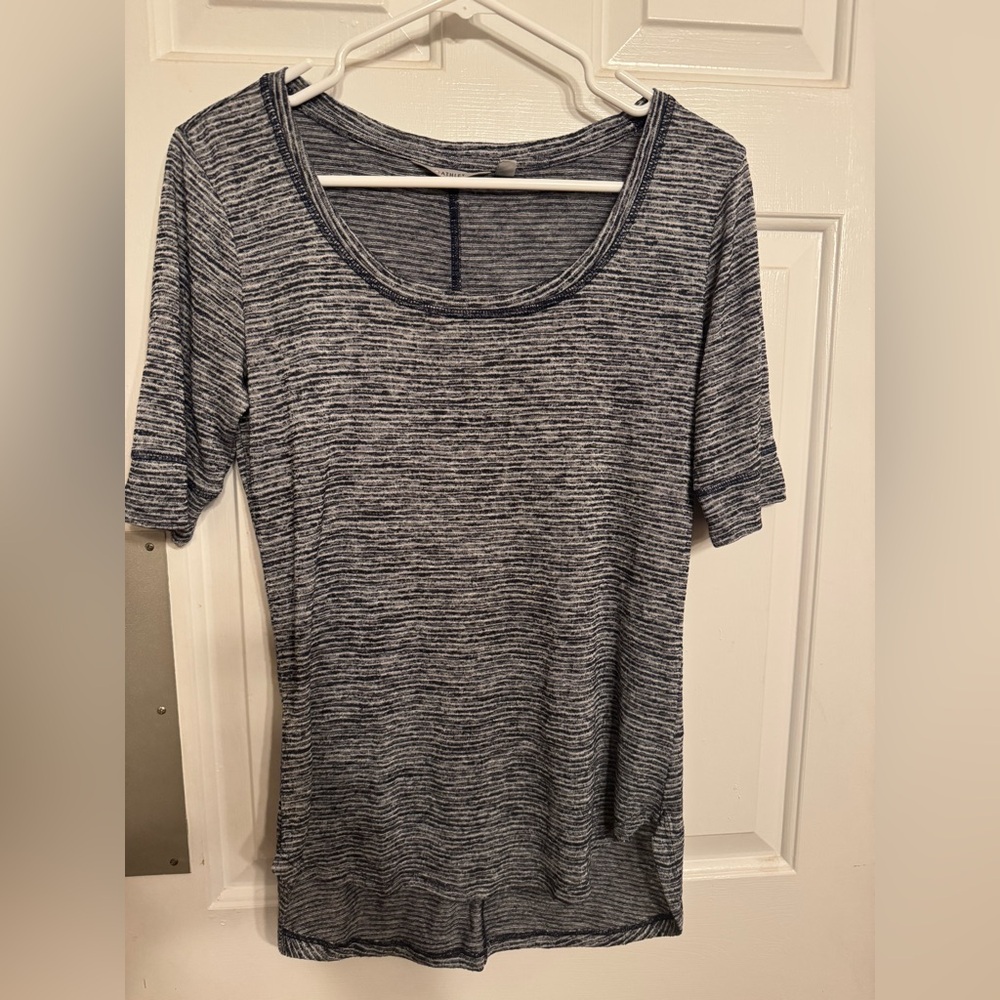 Athleta, Women's black and gray striped top.